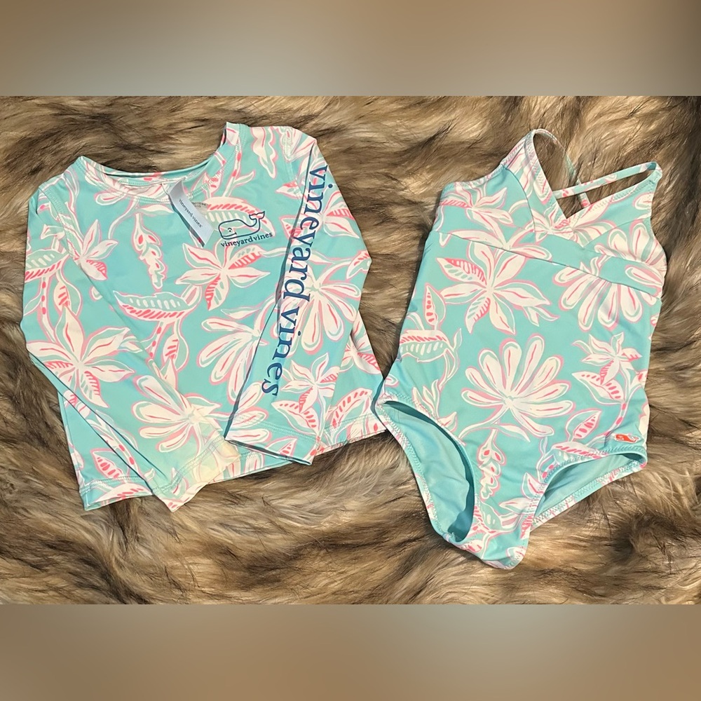 Vineyard Vines 2T bathing suit and rash guard